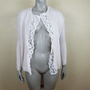 Zara Knit Women's Small Open Front Floral Lace Cardigan Sweater Career Boho